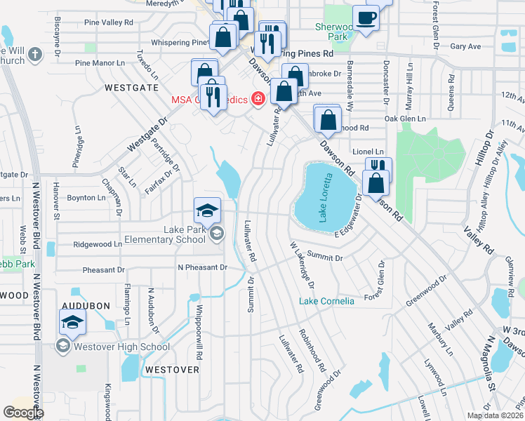 map of restaurants, bars, coffee shops, grocery stores, and more near 801-899 Kenilworth Drive in Albany
