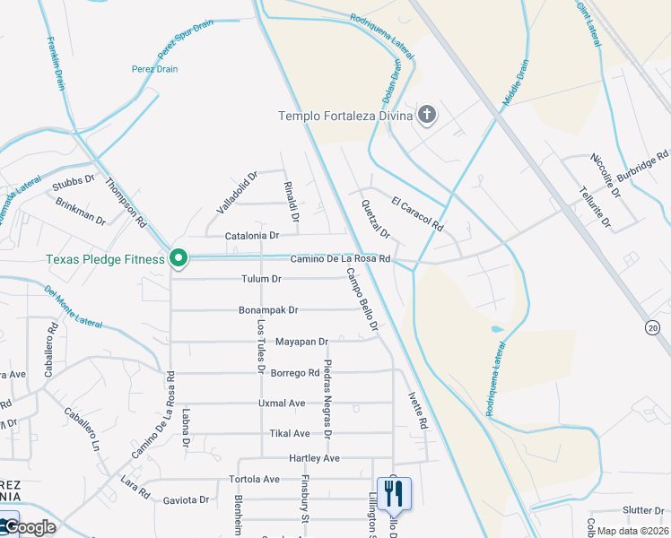map of restaurants, bars, coffee shops, grocery stores, and more near 330 Tulum Drive in San Elizario