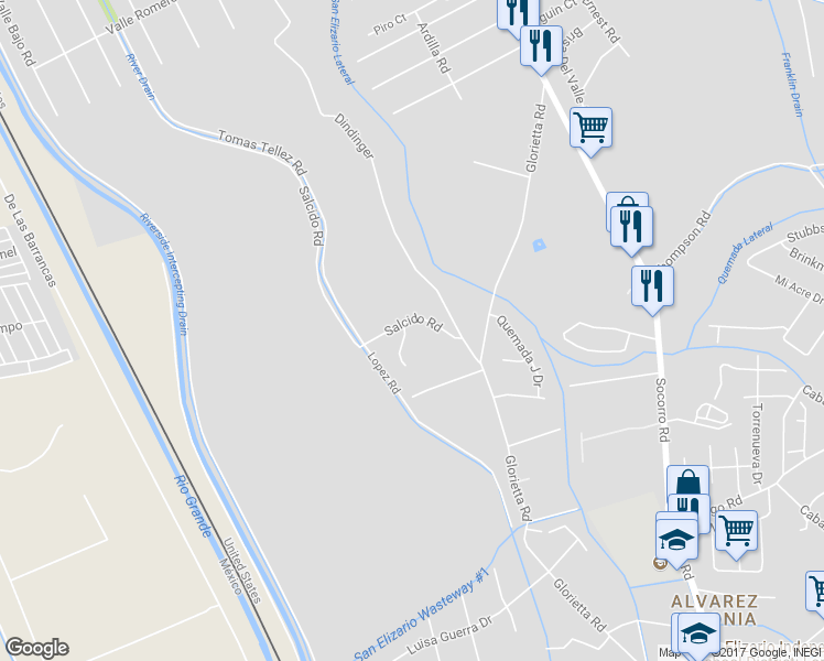 map of restaurants, bars, coffee shops, grocery stores, and more near 900 Salcido Road in San Elizario