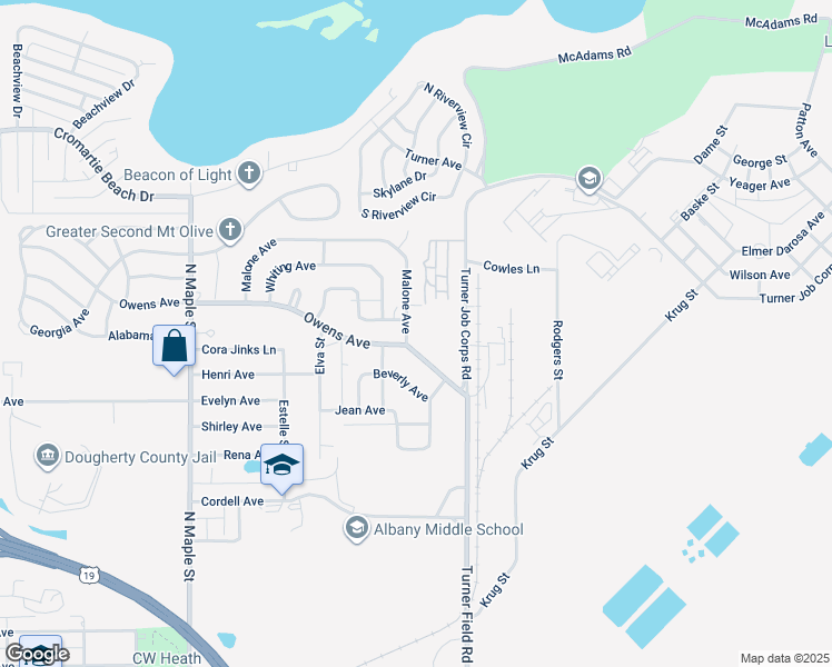 map of restaurants, bars, coffee shops, grocery stores, and more near 1719 Malone Dr in Albany