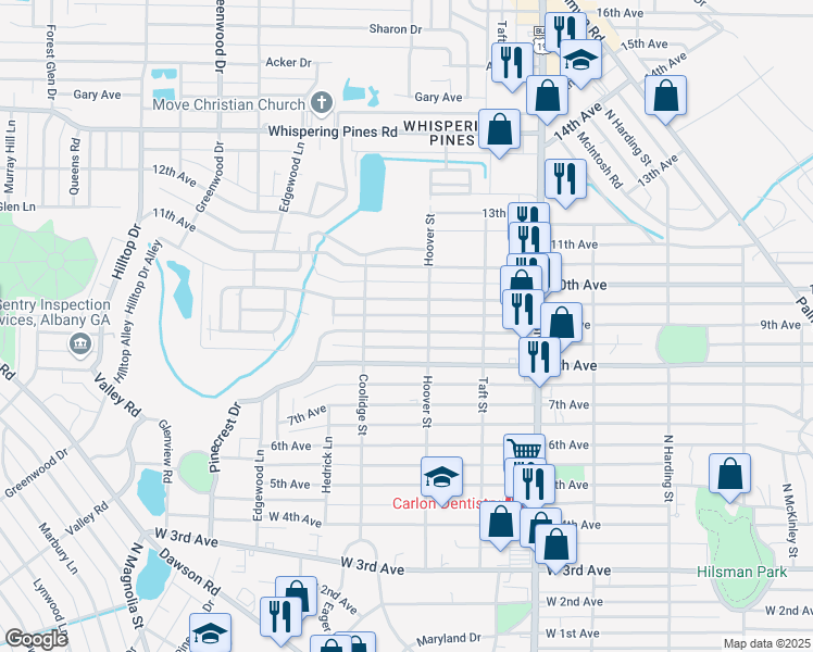 map of restaurants, bars, coffee shops, grocery stores, and more near 1305 9th Avenue in Albany