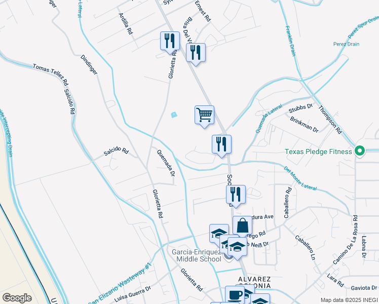 map of restaurants, bars, coffee shops, grocery stores, and more near 1468 Enrique Perez Circle in San Elizario