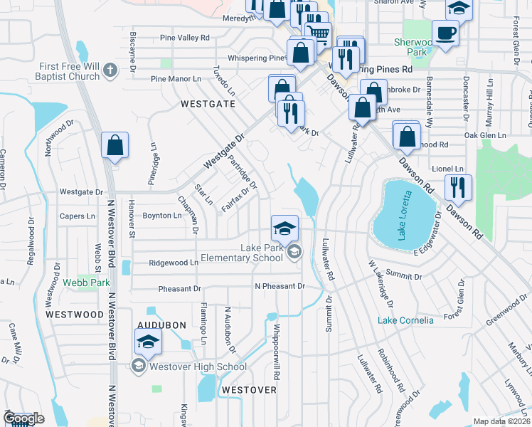 map of restaurants, bars, coffee shops, grocery stores, and more near 714 Meadowlark Drive in Albany