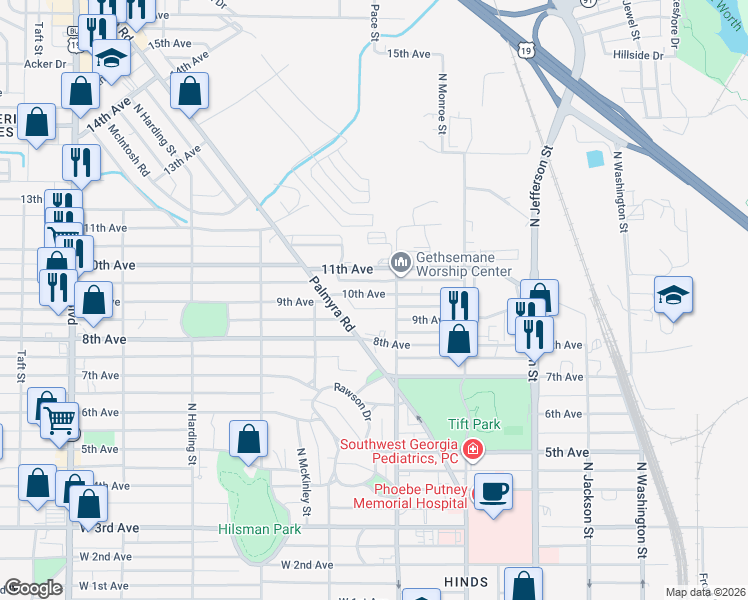 map of restaurants, bars, coffee shops, grocery stores, and more near 615 10th Avenue in Albany