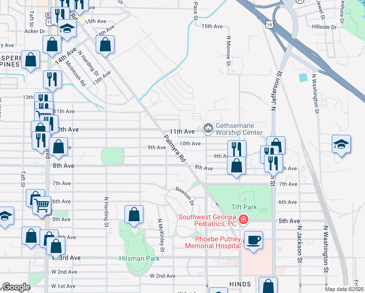 map of restaurants, bars, coffee shops, grocery stores, and more near 615 10th Avenue in Albany