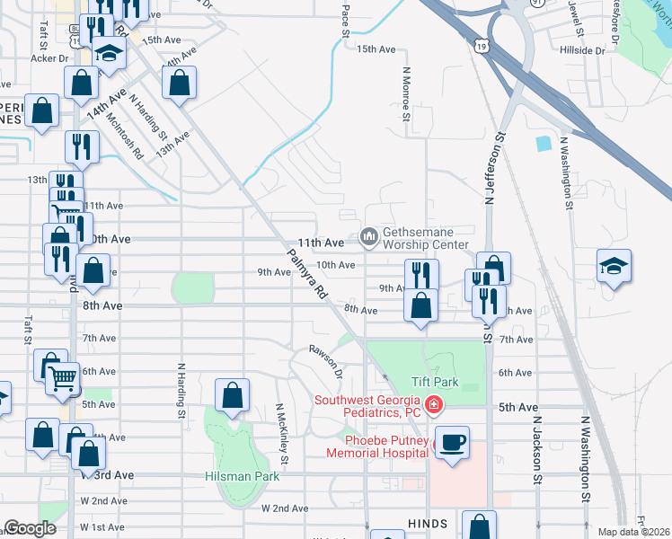 map of restaurants, bars, coffee shops, grocery stores, and more near 615 10th Avenue in Albany