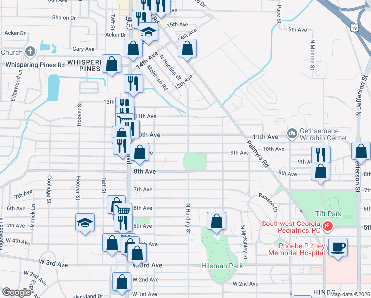 map of restaurants, bars, coffee shops, grocery stores, and more near 901 9th Avenue in Albany