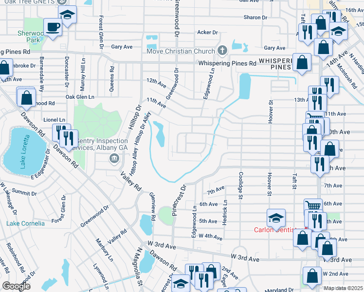 map of restaurants, bars, coffee shops, grocery stores, and more near in Albany