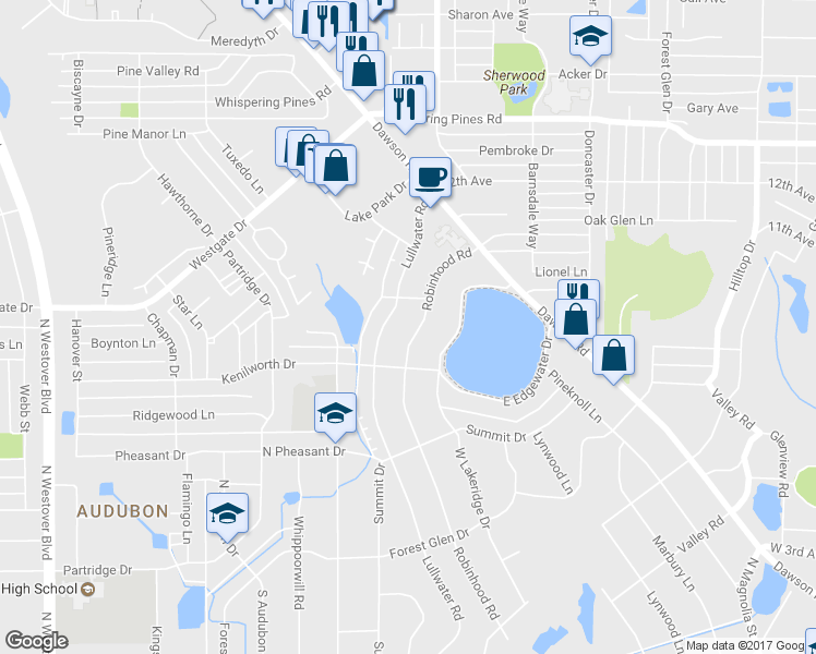map of restaurants, bars, coffee shops, grocery stores, and more near 2111 Robinhood Rd in Albany