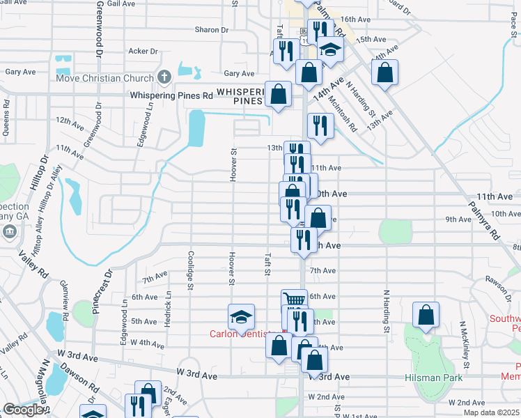 map of restaurants, bars, coffee shops, grocery stores, and more near 1202 10th Avenue in Albany