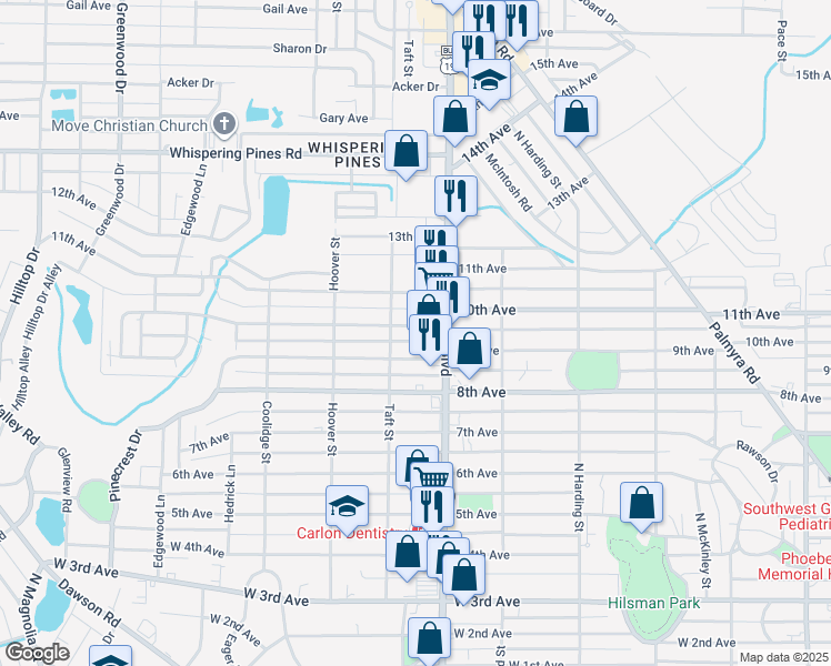 map of restaurants, bars, coffee shops, grocery stores, and more near 1108 10th Avenue in Albany