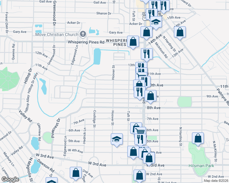 map of restaurants, bars, coffee shops, grocery stores, and more near 1214 10th Avenue in Albany