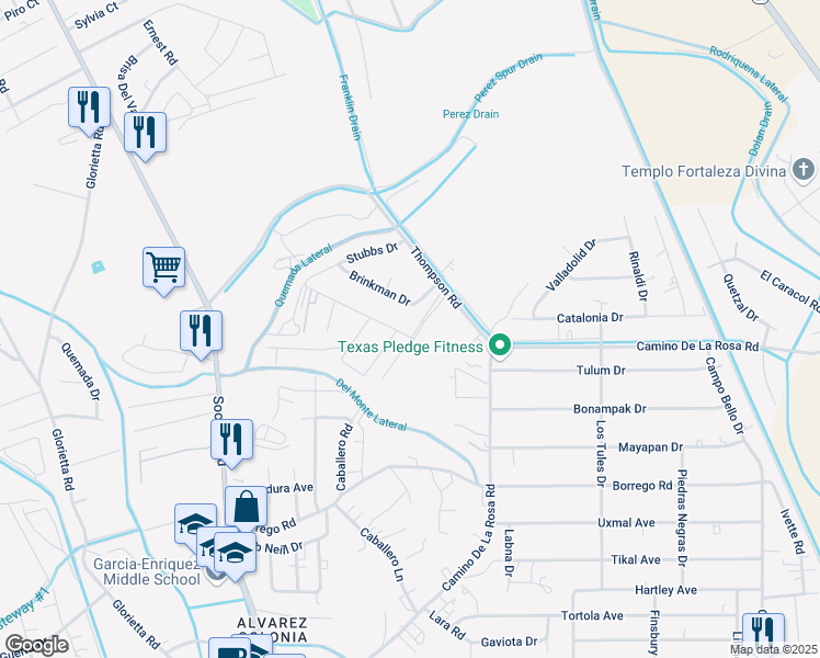 map of restaurants, bars, coffee shops, grocery stores, and more near 12701 Mi Acre Drive in San Elizario