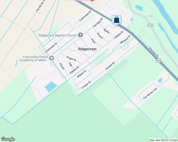 map of restaurants, bars, coffee shops, grocery stores, and more near 100 Willow Drive in Ridgecrest