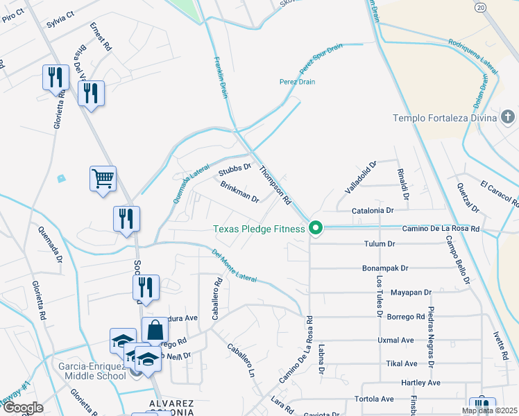 map of restaurants, bars, coffee shops, grocery stores, and more near 12701 Mi Acre Drive in San Elizario