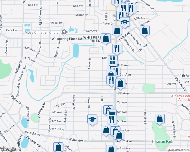 map of restaurants, bars, coffee shops, grocery stores, and more near 1214 10th Avenue in Albany