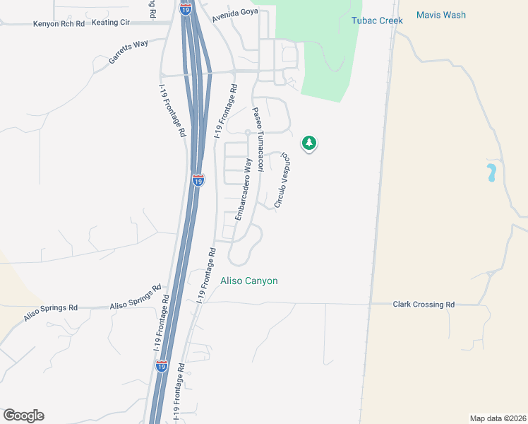map of restaurants, bars, coffee shops, grocery stores, and more near 102 Circulo Vespucci in Tubac