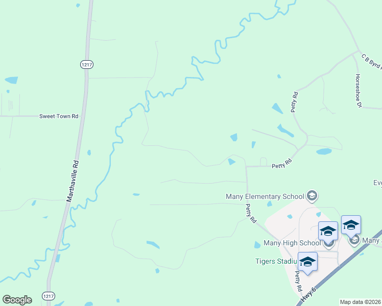 map of restaurants, bars, coffee shops, grocery stores, and more near Rabbit Run Lane in Many