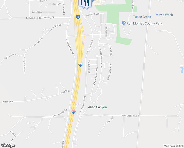map of restaurants, bars, coffee shops, grocery stores, and more near Lombard Way in Tubac
