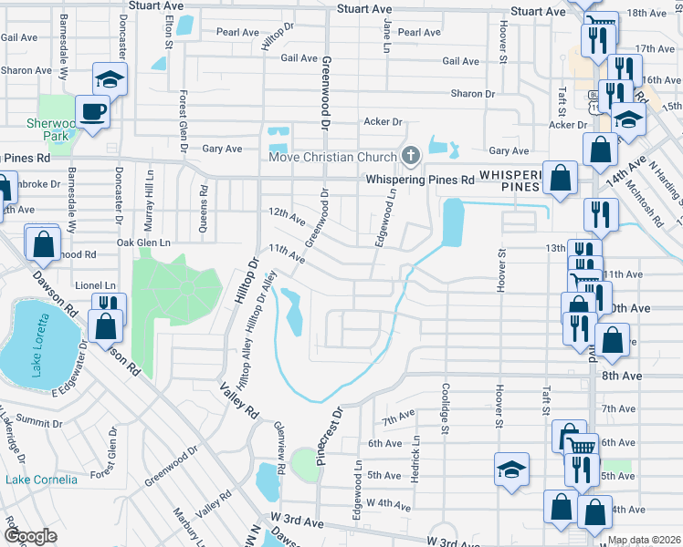 map of restaurants, bars, coffee shops, grocery stores, and more near 1600 11th Avenue in Albany