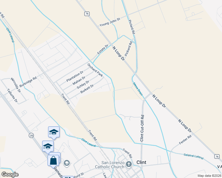 map of restaurants, bars, coffee shops, grocery stores, and more near 12409 Orchard Park in Clint