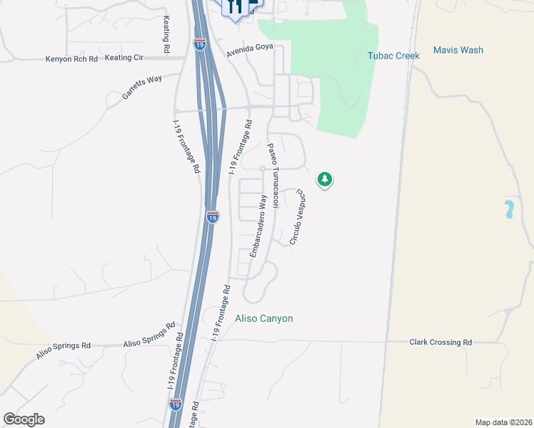 map of restaurants, bars, coffee shops, grocery stores, and more near 2171 Embarcadero Way in Tubac