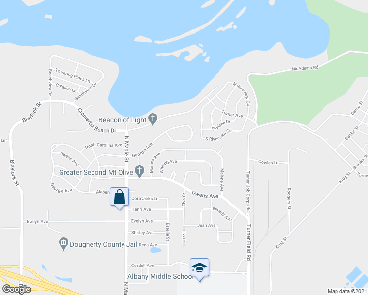 map of restaurants, bars, coffee shops, grocery stores, and more near 1533 Malone Avenue in Albany