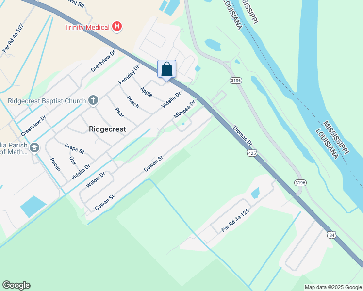 map of restaurants, bars, coffee shops, grocery stores, and more near 126-598 Cowan Street in Ferriday