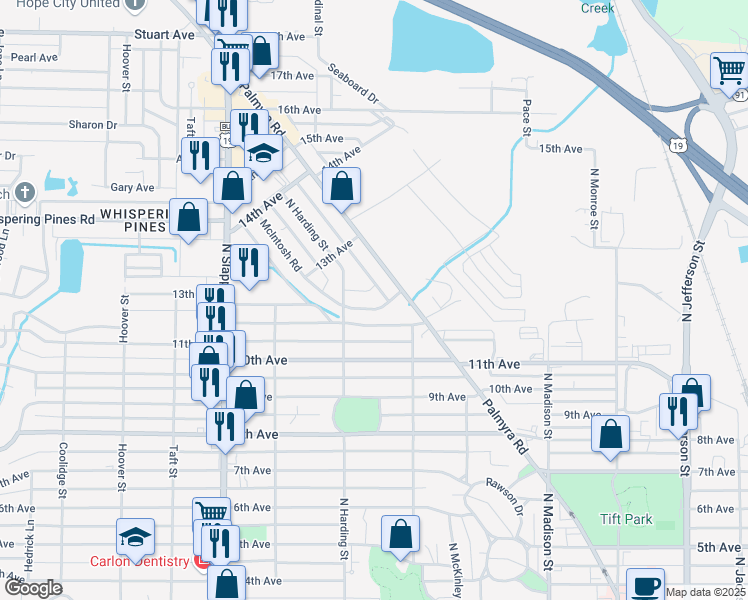 map of restaurants, bars, coffee shops, grocery stores, and more near 809 McIntosh Road in Albany