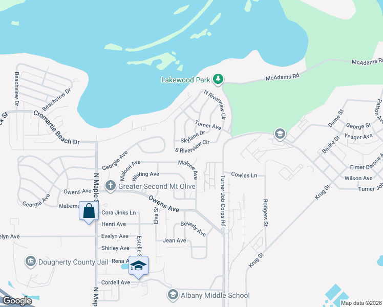 map of restaurants, bars, coffee shops, grocery stores, and more near 1934 South Riverview Circle in Albany