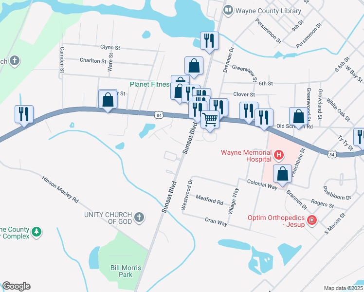 1258 Sunset Boulevard, Jesup GA Walk Score