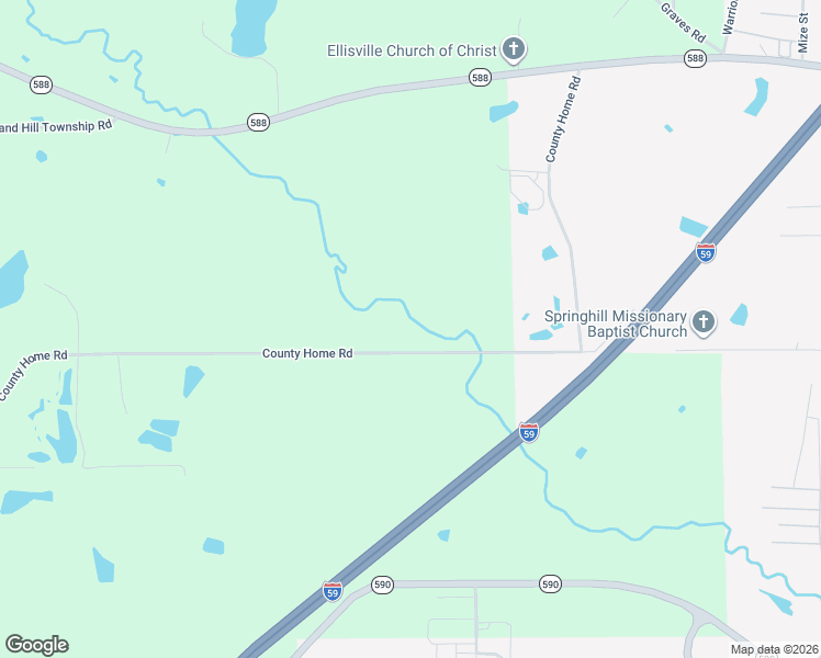 map of restaurants, bars, coffee shops, grocery stores, and more near 523 County Home Road in Ellisville