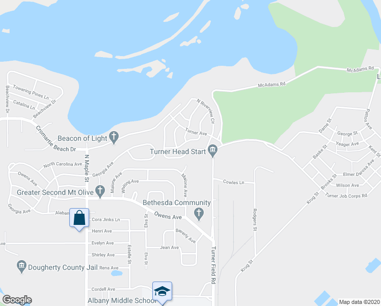 map of restaurants, bars, coffee shops, grocery stores, and more near 1924 South Riverview Circle in Albany