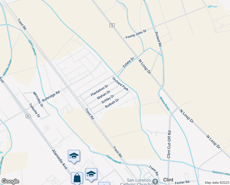 map of restaurants, bars, coffee shops, grocery stores, and more near 421 Schley Drive in Clint