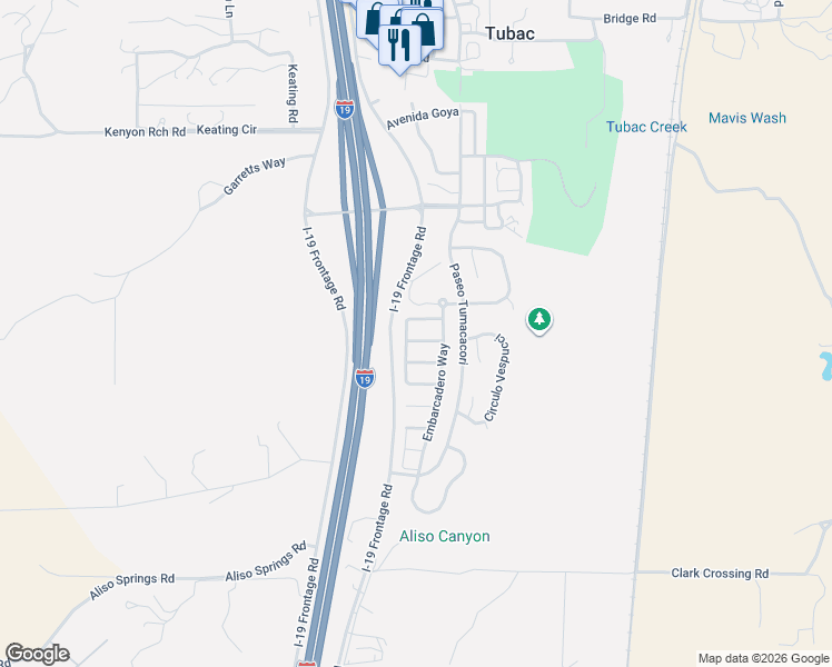 map of restaurants, bars, coffee shops, grocery stores, and more near 510 Post Way in Tubac