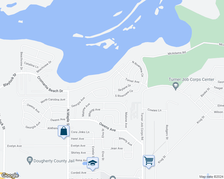 map of restaurants, bars, coffee shops, grocery stores, and more near 1960 South Riverview Circle in Albany
