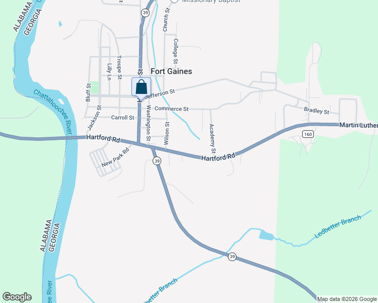 map of restaurants, bars, coffee shops, grocery stores, and more near 337-409 Hartford Road in Fort Gaines