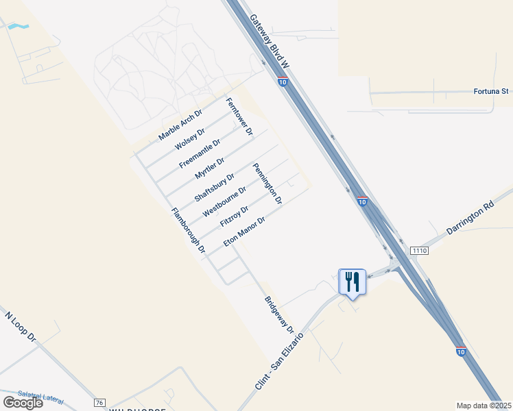 map of restaurants, bars, coffee shops, grocery stores, and more near 1608 Fitzroy Drive in Clint
