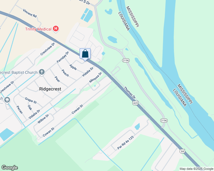 map of restaurants, bars, coffee shops, grocery stores, and more near 126 Cowan Street in Ferriday