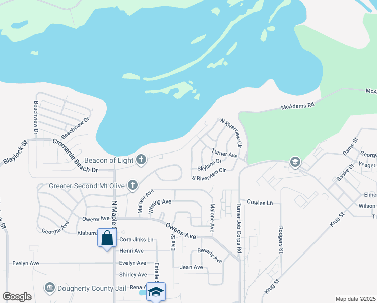 map of restaurants, bars, coffee shops, grocery stores, and more near 1964 South Riverview Circle in Albany