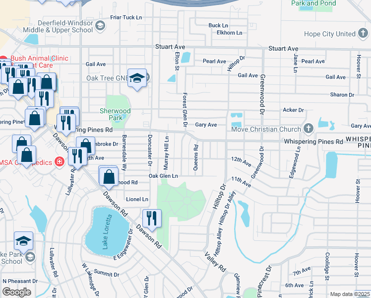 map of restaurants, bars, coffee shops, grocery stores, and more near 1904 Forest Glen Drive in Albany