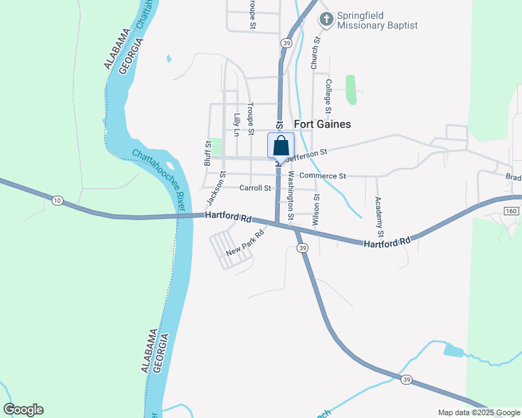 map of restaurants, bars, coffee shops, grocery stores, and more near 231 Hancock Street in Fort Gaines