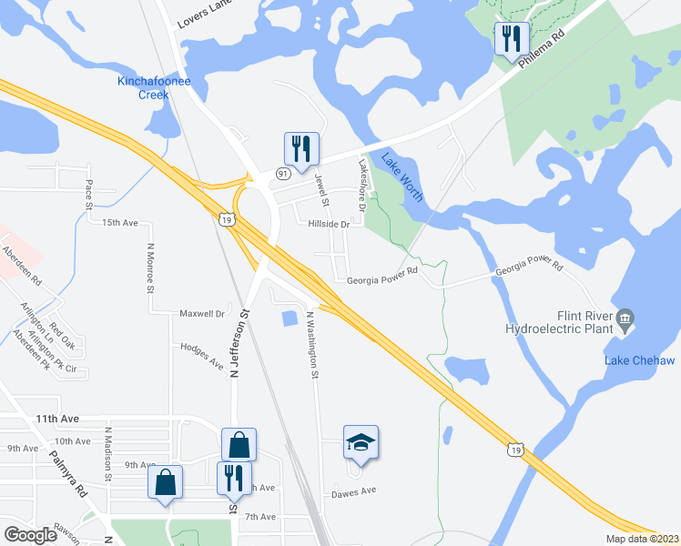 map of restaurants, bars, coffee shops, grocery stores, and more near 2202 Jewel Street in Albany