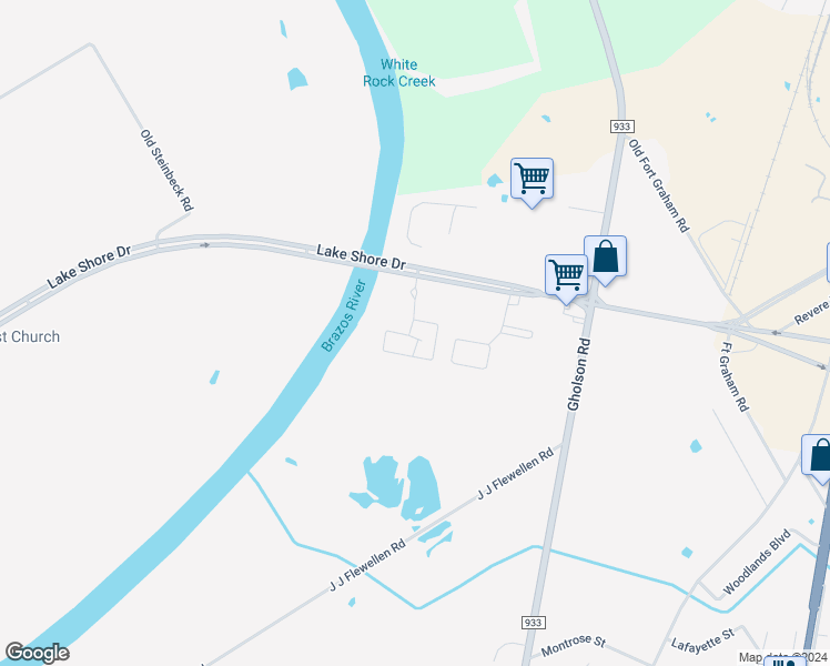 map of restaurants, bars, coffee shops, grocery stores, and more near 2509 Lake Shore Drive in Waco