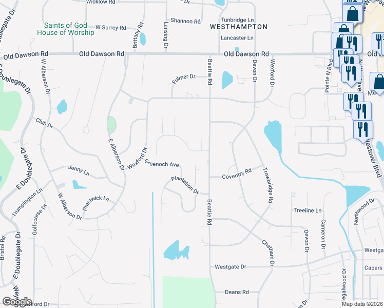 map of restaurants, bars, coffee shops, grocery stores, and more near 3406 Bellingham Lane in Albany