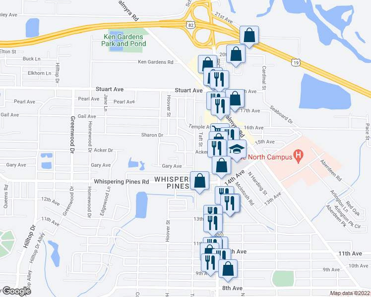map of restaurants, bars, coffee shops, grocery stores, and more near 1210 Sharon Avenue in Albany
