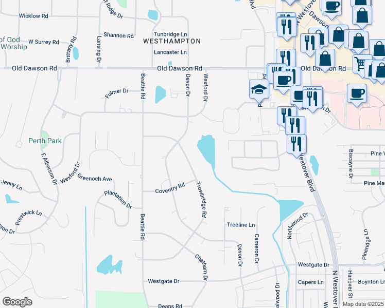 map of restaurants, bars, coffee shops, grocery stores, and more near 2308 Trowbridge Road in Albany