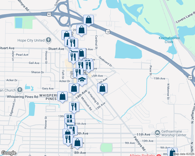 map of restaurants, bars, coffee shops, grocery stores, and more near 807 15th Avenue in Albany