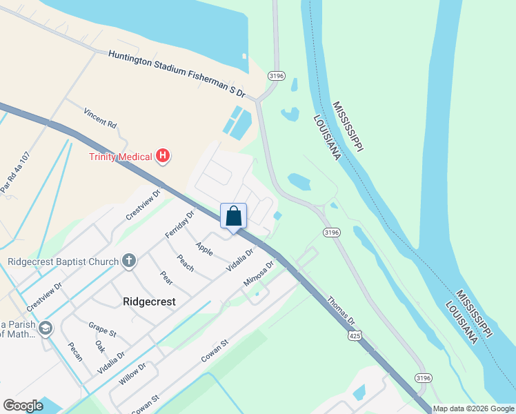 map of restaurants, bars, coffee shops, grocery stores, and more near 104 Freeman St in Ferriday