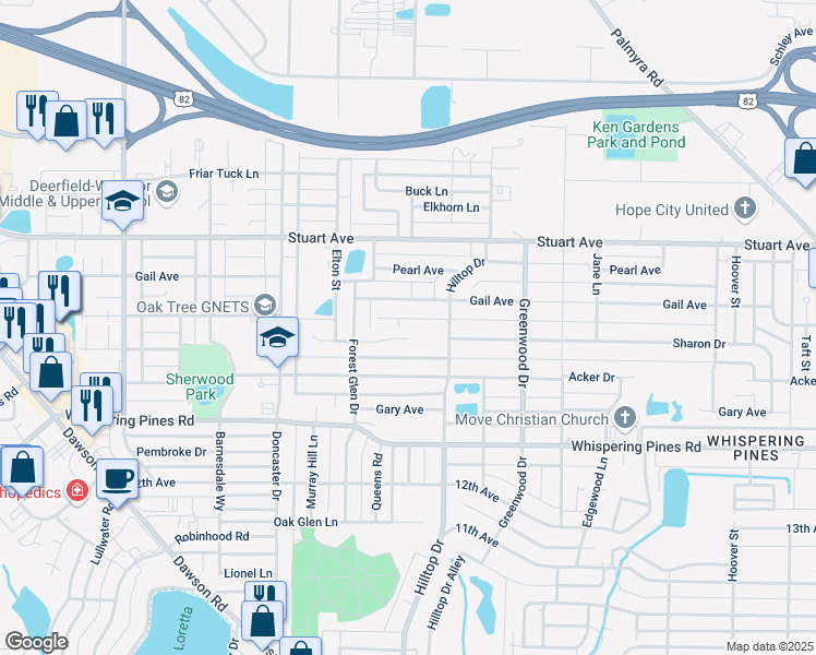 map of restaurants, bars, coffee shops, grocery stores, and more near 2014 Gail Avenue in Albany